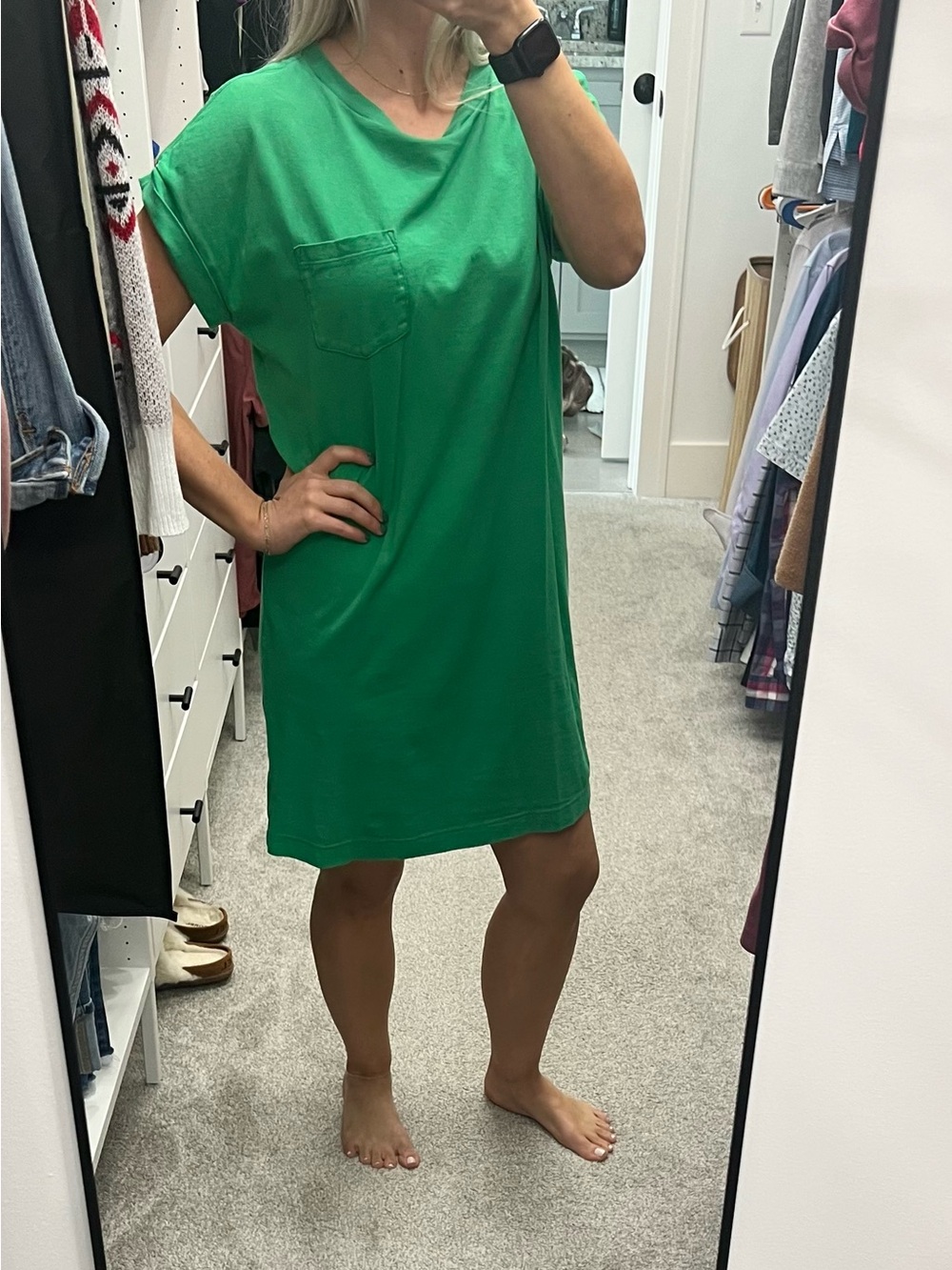 GAP Casual Cotton Green Pocket T-Shirt Dress XS